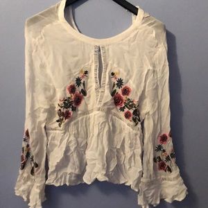 P.E.T.A.L.S Embroidered Peasant Blouse